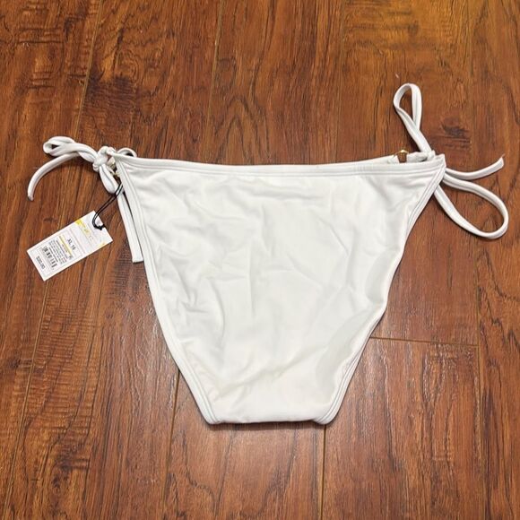 *NWT Shade & Shore XL (16) White Low Rise Cheeky Ring Side Tie Bikini Bottom - Picture 5 of 8
